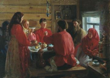 In a Peasant House Artwork by Ivan Kulikov