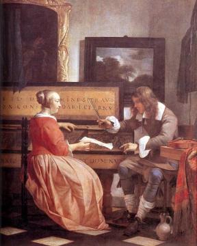 Man and Woman Sitting at the Virginal Artwork by Gabriel Metsu
