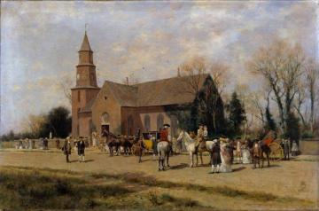Old Bruton Church, Williamsburg, Virginia, In The Time Of Lord Dunmore Artwork by Alfred Wordsworth Thompson