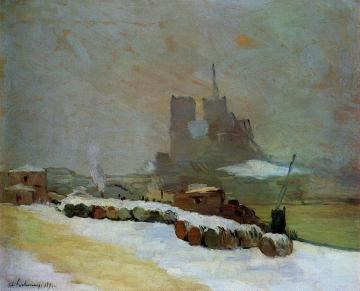 View of Notre Dame, Winter Artwork by Albert Lebourg