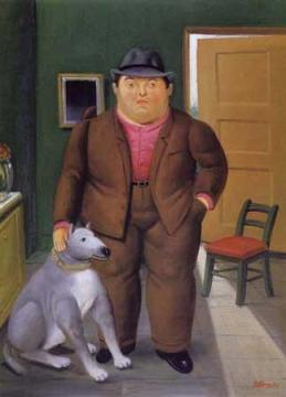 Man with Dog Artwork by Fernando Botero