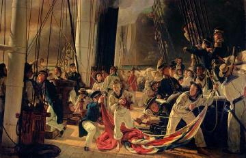On The Deck During A Sea Battle Artwork by Francois-Auguste Biard