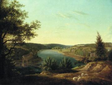 View of the Chain Bridge and Falls of Schuykill, Five Miles from Philadelphia Artwork by Thomas Birch