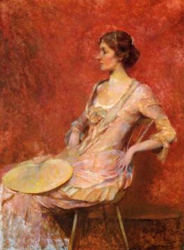 The Palm Leaf Fan Artwork by Thomas Wilmer Dewing