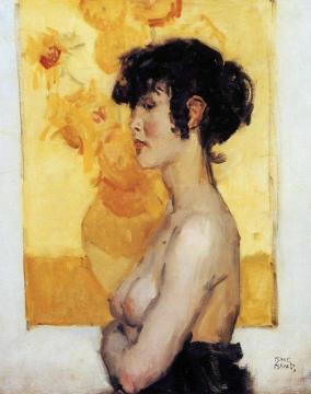 Woman In Front Of Van Gogh's Sunflowers Artwork by Isaac Israels