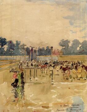 Paris Boulevard in the Rain Artwork by Maurice Prendergast