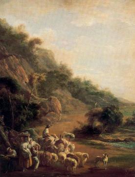 Village Scene Artwork by Luis Paret y Alcazar