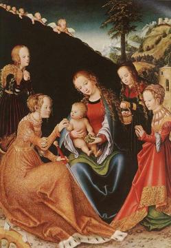 The Mystic Marriage Of St Catherine Artwork by Lucas Cranach the Elder