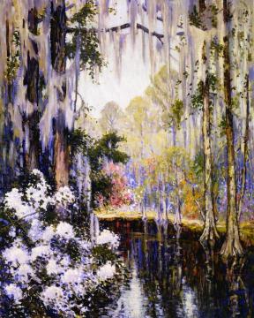 White Azaleas - Magnolia Gardens Artwork by Alfred Hutty