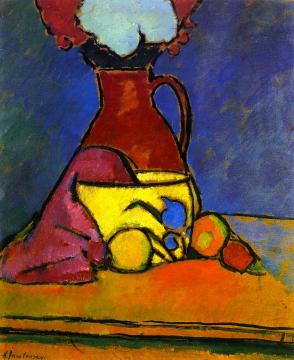 Brown Jug with Fruit Artwork by Alexej Jawlensky