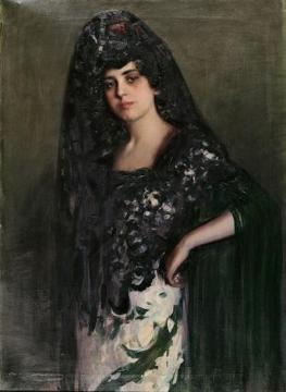 Mujer Con Mantilla Artwork by Ramon Casas i Carbó