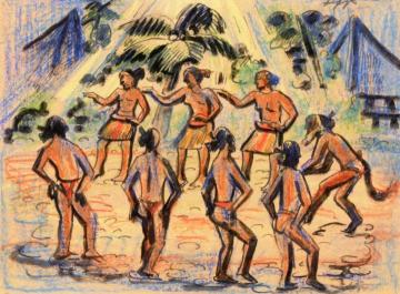 Dancing in the Moonlight Artwork by Hermann Max Pechstein