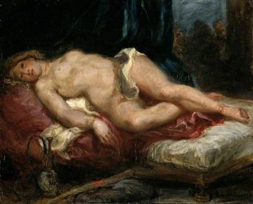Odalisque Reclining on a Divan Artwork by Eugène Delacroix