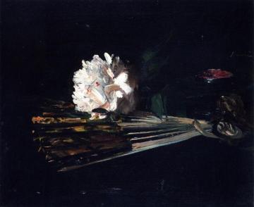 Still Life with a Fan and a Carnation Artwork by George Leslie Hunter