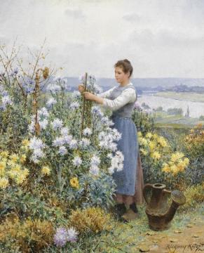 Chrysanthemums Artwork by Daniel Ridgway Knight