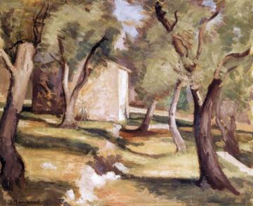 Landscape with Olive Trees Artwork by Jean-Hyppolyte Marchand
