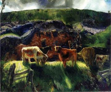 Cattle and Pig Pen Artwork by George Wesley Bellows