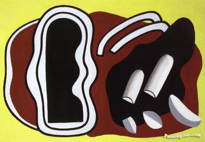 Composition on a Red and Yellow Background Artwork by Fernand Léger