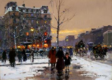 Place Pigalle, Winter Artwork by Edouard Léon Cortes