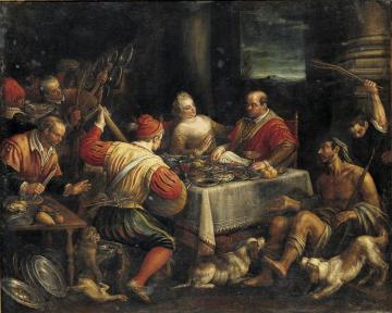 Banquet Scene Artwork by Jacopo Bassano