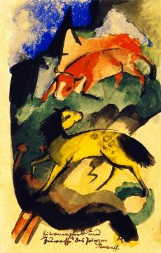 Prince Jussuff's Lemon Horse and Fire Ox Artwork by Franz Marc