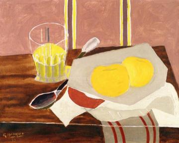 Glass, Fruit and Spoon Artwork by Georges Braque