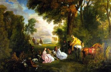 Rendez-vous De Chasse Artwork by Jean-Antoine Watteau
