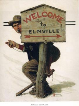 Welcome to Elmville Artwork by Norman Rockwell