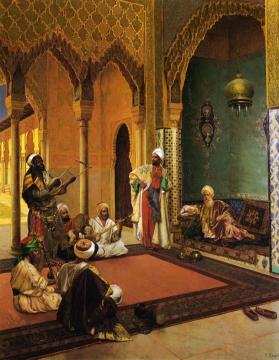 Traveling Musicians Playing For The Sultan Artwork by Rudolf Ernst