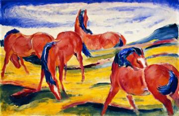 Grazing Horses II Artwork by Franz Marc