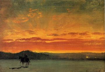 Indian Rider at Sunset Artwork by Albert Bierstadt