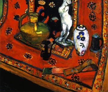 Statuette and Vases on Oriental Carpet Artwork by Henri Matisse
