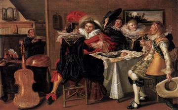 Merry Company at Table Artwork by Dirck Hals