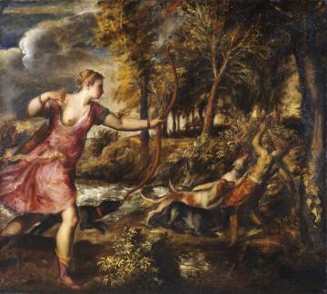 Death Of Actaeon Artwork by Titian