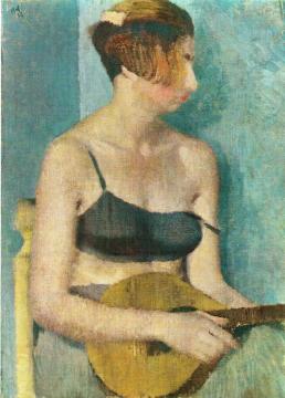 Woman With A Mandolin Artwork by Vladimir Lebedev