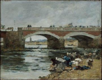 Washerwomen near a Bridge Artwork by Eugène-Louis Boudin