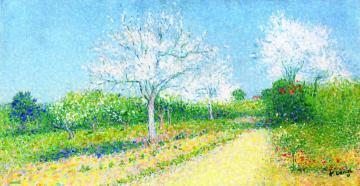 Almond Trees in Bloom near Cailhau Artwork by Achille Lauge