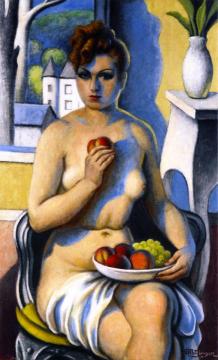 Seated Nude with Peaches and Clusters of Grapes Artwork by Jean Metzinger