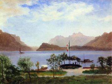 Italian Lake Scene Artwork by Albert Bierstadt