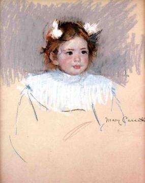 Ellen with Bows in Her Hair, Looking Right Artwork by Mary Cassatt