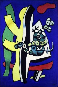 Still LIfe with Fruit on a Blue Background Artwork by Fernand Léger