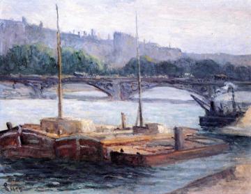 Barges on the Seine Artwork by Maximilien Luce