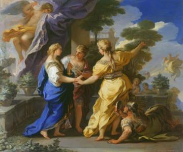 Psyche's Sisters Giving her a Lamp and a Dagger Artwork by Luca Giordano