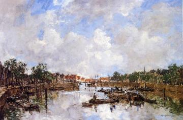 Canal with Barges Artwork by Johan Hendrik van Mastenbroek