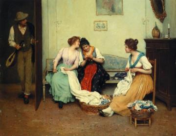 The Friendly Gossips Artwork by Eugen Von Blaas