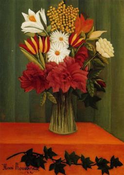Bouquet of Flowers with an Ivy Branch Artwork by Henri Rousseau