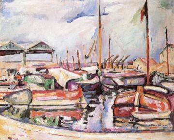 Barges at Antwerp Artwork by Emile-othon Friesz