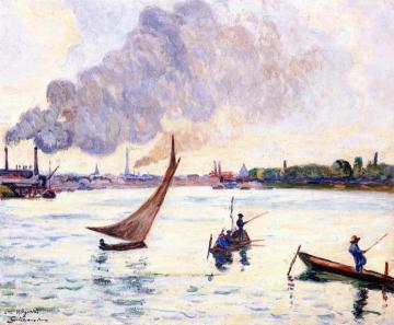 Fishermen and Sailboat - The Confluence of the Seine and the Marne Artwork by Armand Guillaumin
