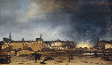 The explosion of the gunpowder storage building in Delft Artwork by Egbert van der Poel