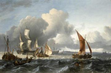 The Merchant Shipping Anchorage off Texel Island with Oude Schild in the Distance Artwork by Ludolf Bakhuizen